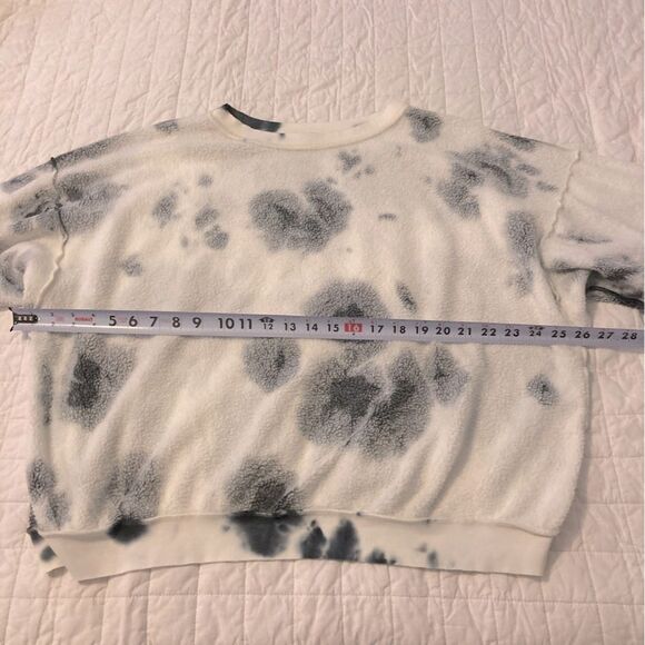 Free People Intimately Black White Paint Splatter Fleece Oversized Sweatshirt SP - Picture 7 of 8